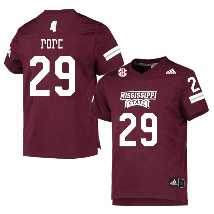 Men #29 Kaydin Pope Mississippi State Bulldogs College Football Jerseys Sale-Maroon - Click Image to Close